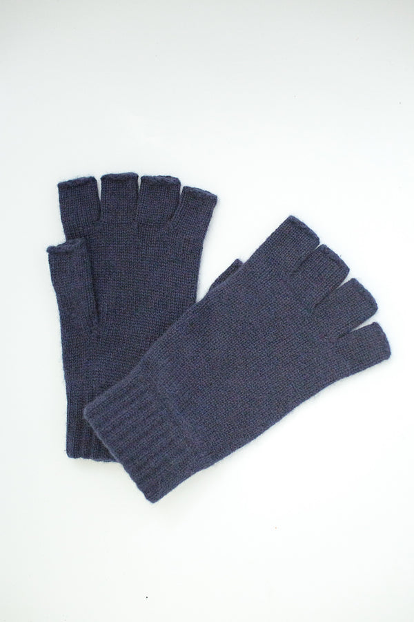 100% cashmere navy blue fingerless gloves